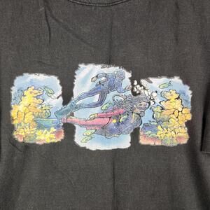 Vintage Scuba Divers Shirt Mens One Size Black Pocket Graphic 90s Single Stitch